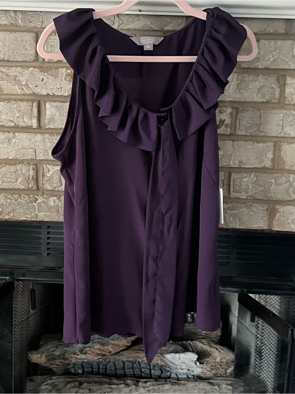 Mossimo Supply Co. Purple Ruffle Neck Sleeveless Blouse size large NWT